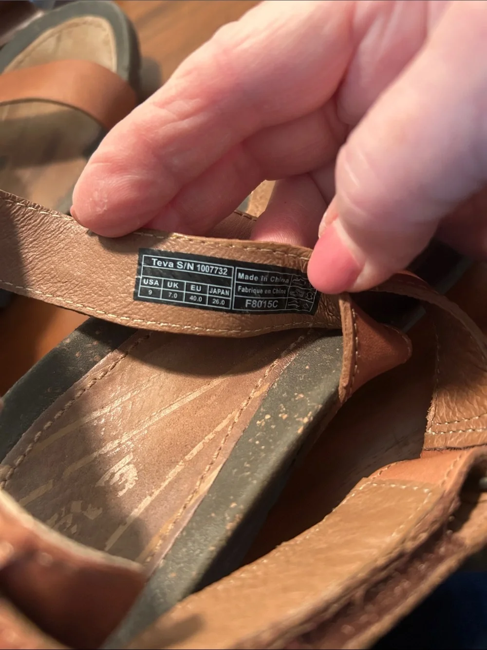 Teva Tan Leather Cross-Strap Sandals - Picture 8 of 8